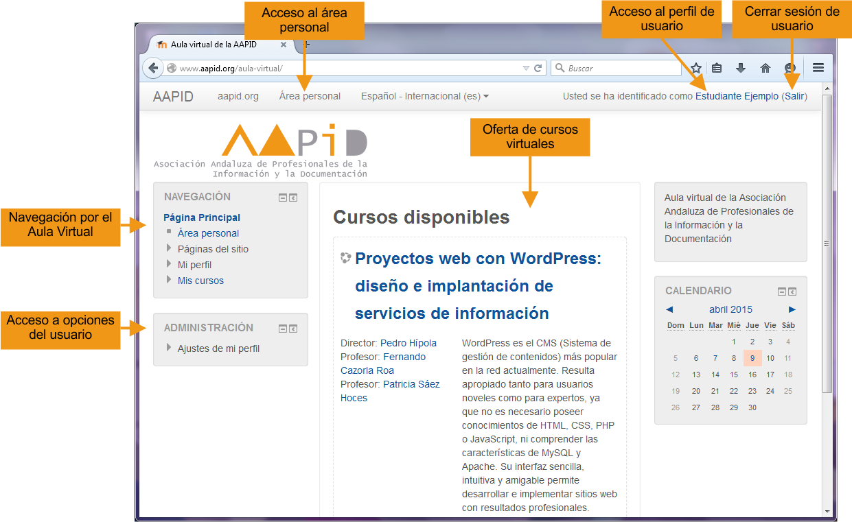 El Aula virtual de la AAPID para usuarios identificados
